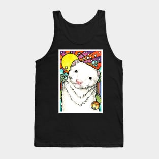 Sunny Happy Ferret - White Outlined Version Tank Top